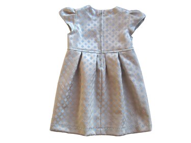 Rückansicht Kinderkleid mit Rückreißverschluss, Taillennaht und eingesetzten Falten