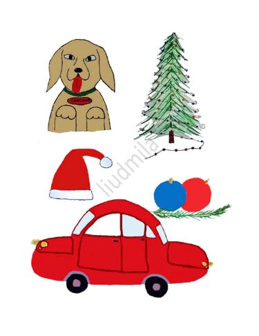 digital image file Christmas dog - Crafts
