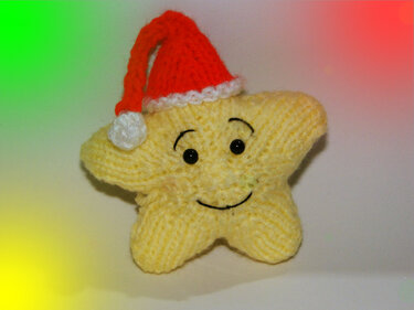 Pattern Star with Christmas hat - Knitting