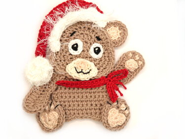 Pattern Bear Christmas Applique - Crochet