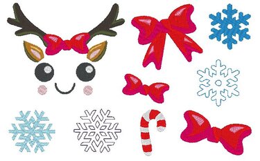 Rentier Gesichter Stickdatei Weihnachten bis 10cm - Sticken