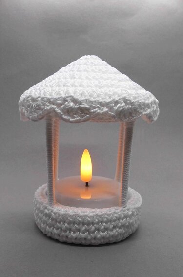 Häkel-Deko Teelichthalter Laterne - einfach aus Wollresten - Häkeln