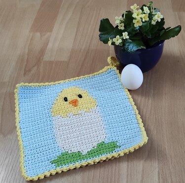 Crochet Pattern for a Potholder "Easter Chick"