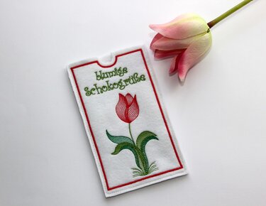 ITH Stickdatei Schokohülle Frühlingsblumen 3er SET 10x18cm - Sticken