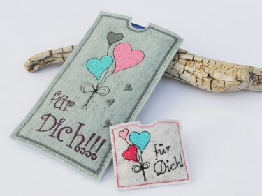 ITH Stickdatei Schokohülle Gutscheinhülle Herzen - Sticken