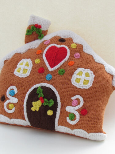 Christmas Gingerbread House Cushion Knitting Pattern