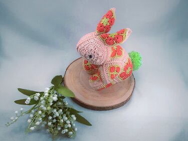 Hanry the Bunny crocheted with African Flowers