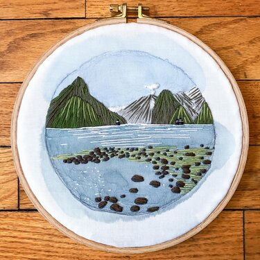 Stickvorlage Milford Sound Neuseeland | Handstickerei - Sticken