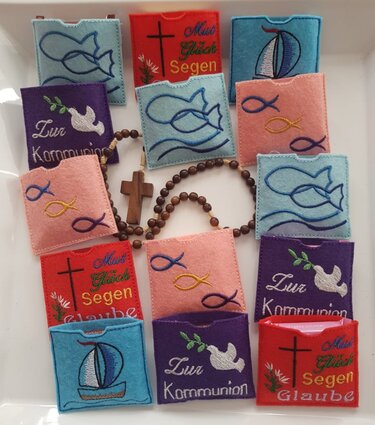 Stickdatei Kommunion ITH kleine Schokohülle 7 Motive - Sticken
