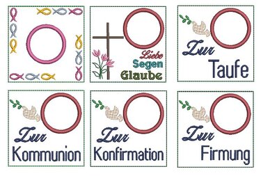Stickdatei Konfirmation Kommunion Firmung Taufe Untersetzer ITH 10x10cm - Sticken