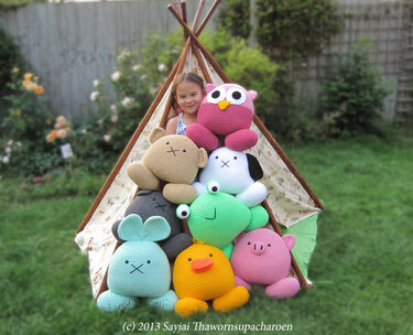 Pillow Pals, crochet pattern for large animal pillows