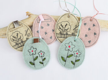 Stickdatei ITH Osterei Ostern Wunscherfüller Anhänger - Sticken