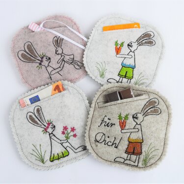 Stickdatei ITH Wunscherfüller Hasen Hasenfamilie - Sticken