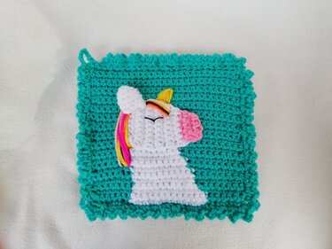 Häkelanleitung Topflappen Einhorn - ideal für Anfänger