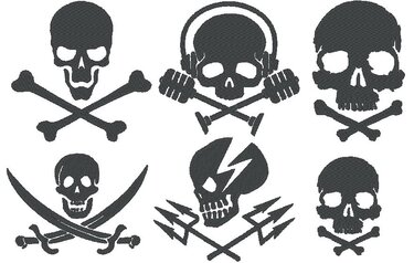 Skull Totenkopf Silhouetten Stickdatei Pirat - Sticken