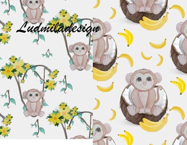 Seamless digital paper, Safari animals, Hand drawn - Crafts