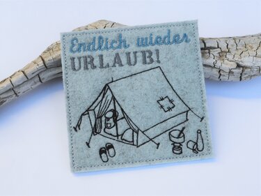 ITH Stickdatei Untersetzer Camping Zelt 10x10cm - Sticken