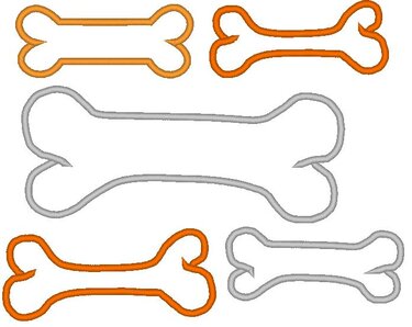 Verschiedene Hundeknochen-Konturen in Orange und Grau in mehreren Größen