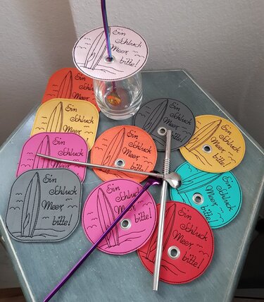 Stickdatei Meer Surfbrett Untersetzer Glasabdeckung ab 10x10cm - Sticken