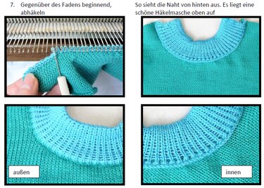 Anleitung für Strickmaschine 4 Halsbündchen, Knopfloch uvm - Stricken