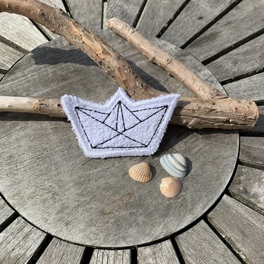 Abschminkpad Papierboot Stickdatei ITH 10x10 cm - Sticken