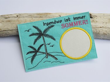 Stickdatei Meer Palmen Strand Untersetzer Mugrug verschiedene Größen - Sticken