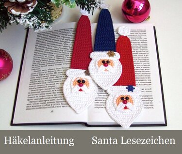 168DE Häkelanleitung Weihnachtsmann Lesezeichen - PDF Zabelina CP