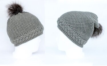 Beanie with cable pattern "Alice", all sizes, 2 var. - Crochet