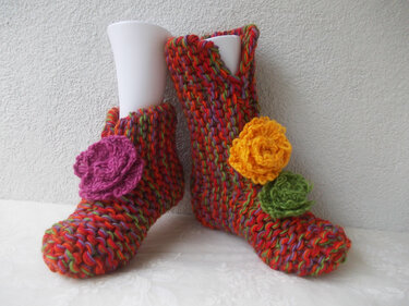 Strickanleitung Slipper, Hausschuhe, Boots, Stiefel, größenvariabel, unisex