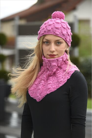 Keilkragen - Neckwarmer - Kragenschal - mit Mütze 08/16 - Stricken