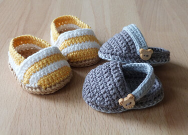 Häkelanleitung für niedliche Puppen-Espadrilles und Clogs