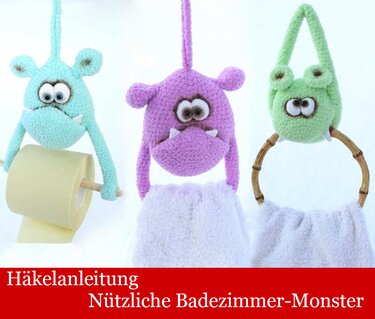 124DE Häkelanleitung - Nützliche Badezimmer-Monster PDF Borisenko CP