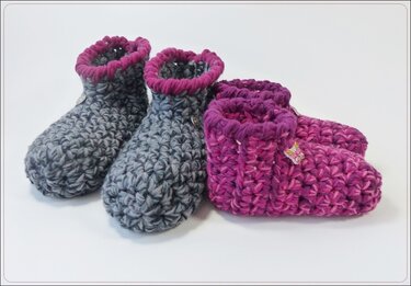 "MeiSchu" gehäkelte Hausschuhe / Hüttenschuhe, Gr. 26 - 47 - Häkeln