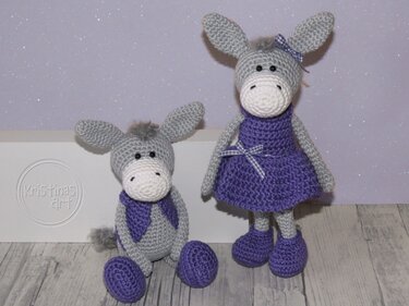 Häkelanleitung Esel mit Kleid Weste Schuhen - Amigurumi - Willi und Greta