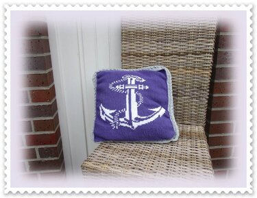 Anker Kissen Küstenliebe / Tunesisch gehäkelt - Häkeln