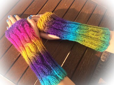 Mütze / Beanie und Handstulpen, gestrickt - Stricken