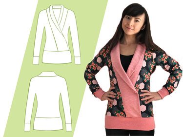 Ebook Schnittmuster Nähanleitung Schalkragenshirt Jacke Lady Anna