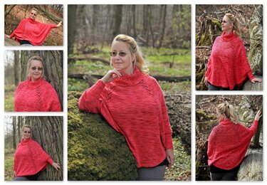 Strickanleitung  Poncho mit Raglan und Ajourmuster Nessa