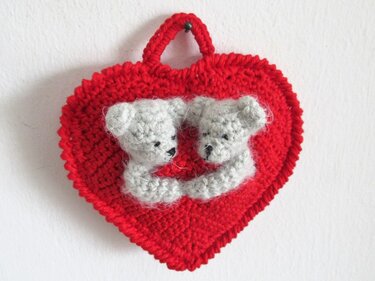 Häkelanleitung Valentinsherz mit Bärchen