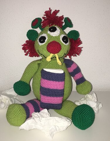 Häkelanleitung "Rotzy, das Grippemonster"