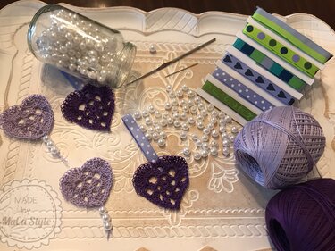 Herzapplikation Lesezeichen / Anhänger - Häkeln