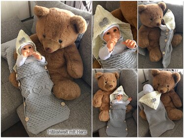 Häkeln / Babyschlafsack "My Love" 0-3 Monate / auch andere Größen möglich