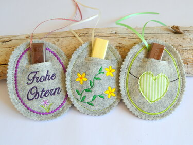 ITH Stickdatei Geschenkanhänger Osterei für Glückwünsche und Geldgeschenke für 10x10cm - Sticken