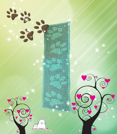 Tischläufer/Tischband/Schal/Loop  Pfoten - Häkeln