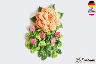 Häkelanleitung Anstecksträußchen Rose