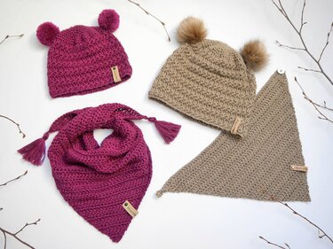 Häkelanleitung - Sternchenmütze + Dreieckstuch - Gr. von 0 - 5 J. - No.210