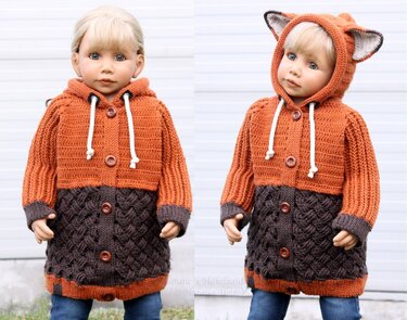 Hoodie "Fox" für Erw./ Kinder, Gr. 92-XXL, Raglan