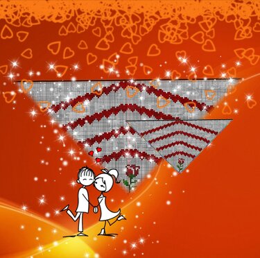 Motivtuch Rose + Herzen - Häkeln