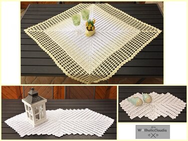 Häkelanleitung 2er-Spar Set "Mitteldecke + Tischläufer Unendlich"