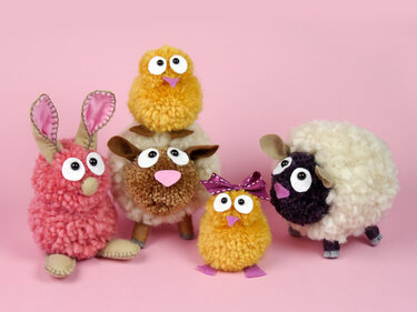 Ostertiere aus Pompons - Basteln